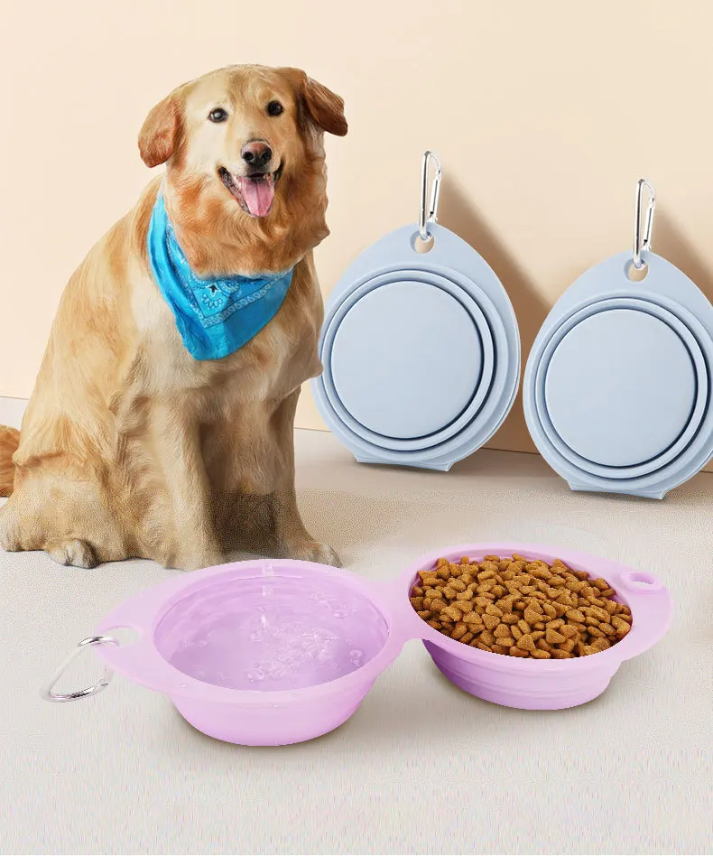 Pet Silicone Foldable Waterproof Bowl Outdoor Portable Dog & Cat Feeder Anti-Spill Pet Bowl manufacture