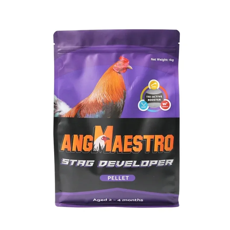 1kg Reusable PE Stand Pouch Spices Food Self-Supporting Ziplock Doypack Chicken Feed Packaging Bags with Customized Printing