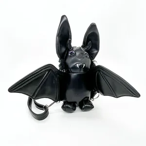 Custom Goth PU Leather Stuffed Bat Shape Backpacks Gothic Style Women Bags