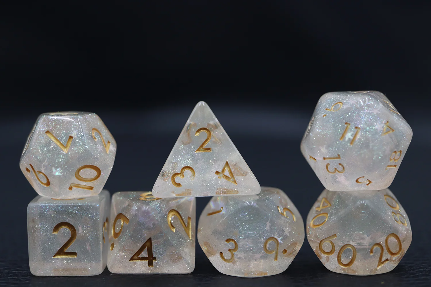 7-Pack 20-Sided Polyhedral Clear Resin Dice Set Low MOQ D20 for DND RPG Table Game details