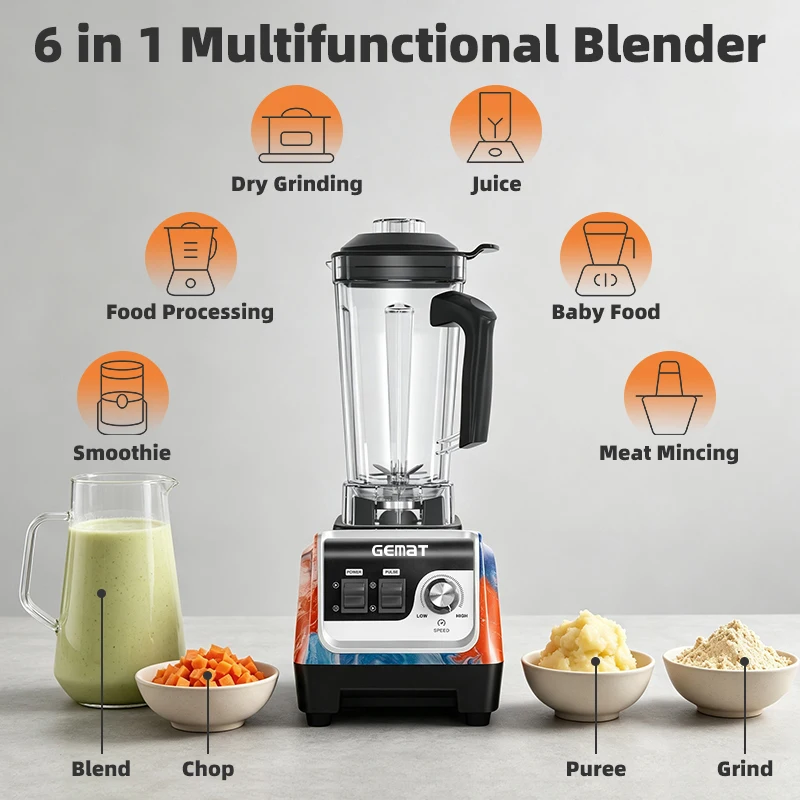 Heavy Duty Blender Commercial High Quality Smoothie Maker Mixer Electric Table Blender Wall Breaking Machine Liquidificador