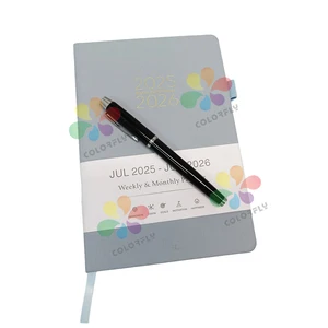 Customized Design  Perfect Binding Custom  Pu Leather Daily Single Line  Notebook With Pen