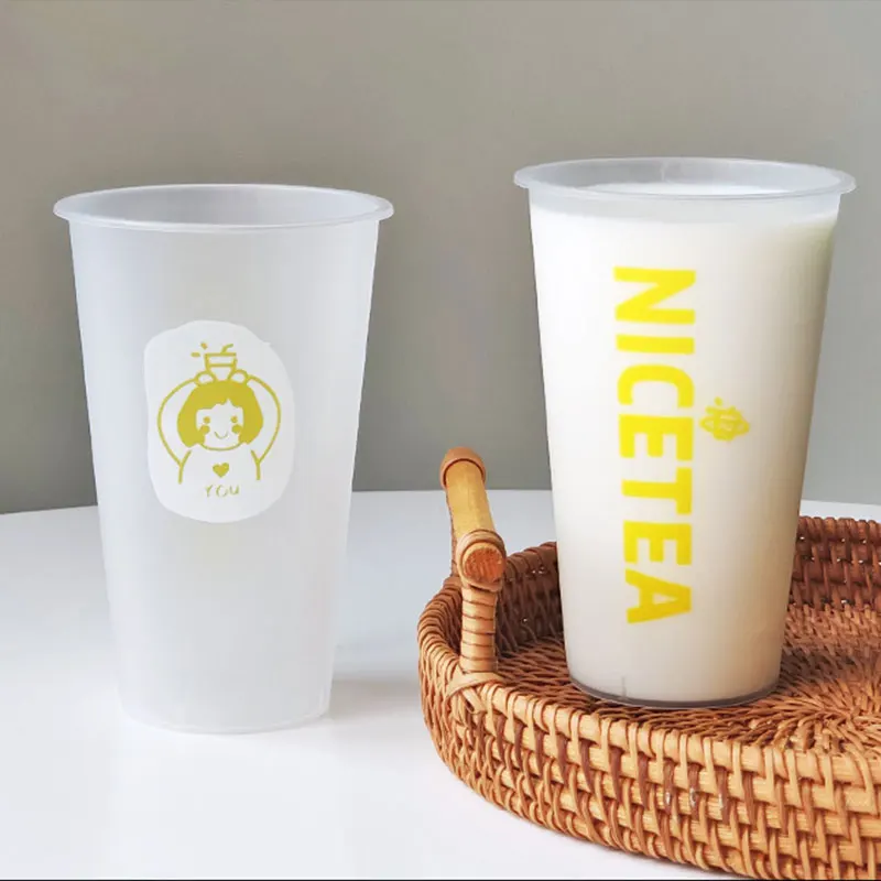 JIMI Custom 500ml 700ml Clear Disposable Boba Bubble Milk Tea Plastic Cups for Parties Drinks