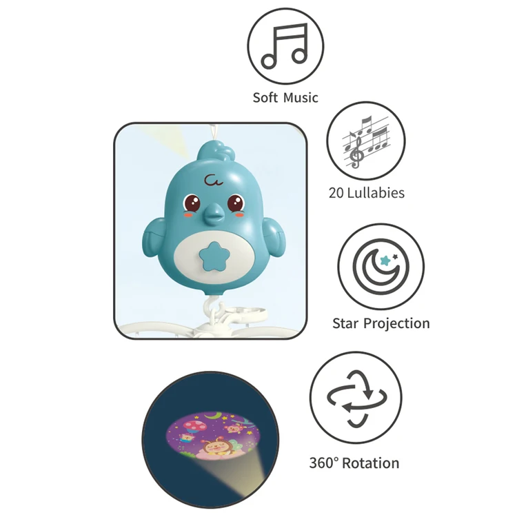 360 Rotation Projector Baby Toddler Crib Mobile Baby Mobiles Toys With