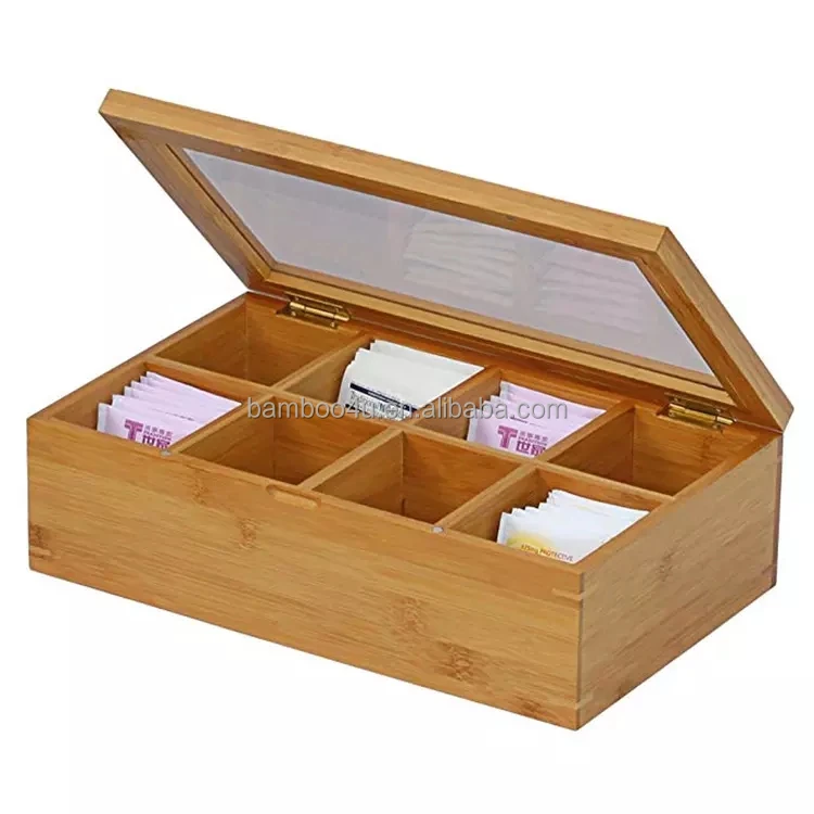 Big Natural Bamboo Tea Box Storage Organizer