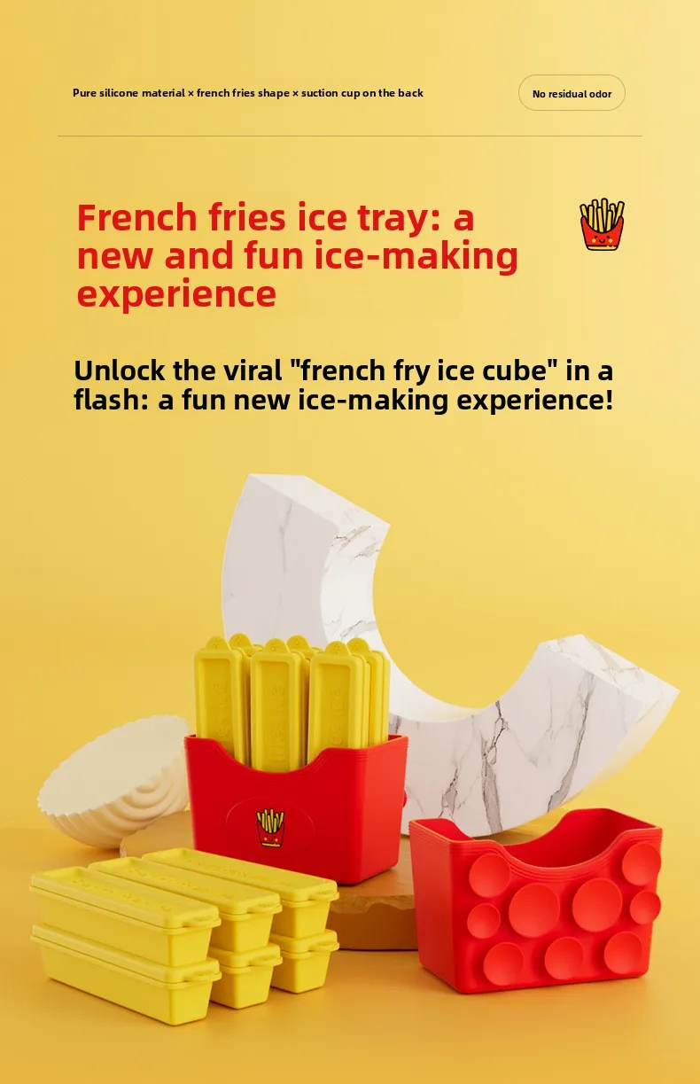 French Fries Shaped Large Square Ice Pillar Mold Household Food Grade Long Stick Ice Cube Maker Silicone Tool for Ice Lolly supplier