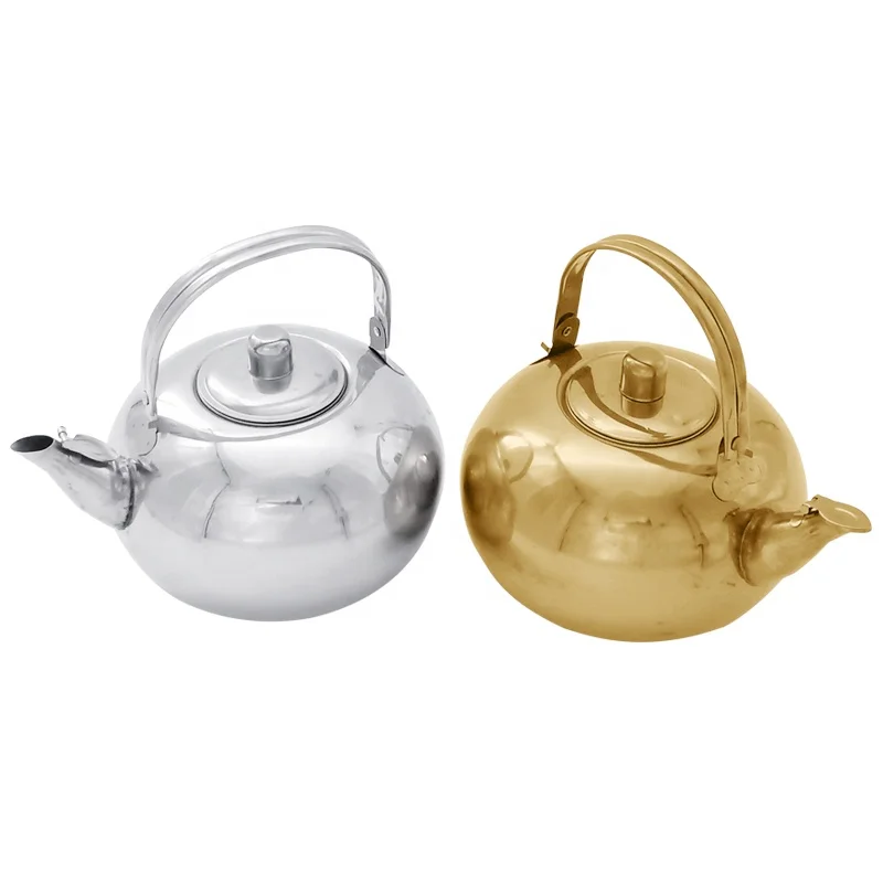 Золотой чайник для кемпинга, чайник из нержавеющей стали, металлический чайник для воды, чайник для печки