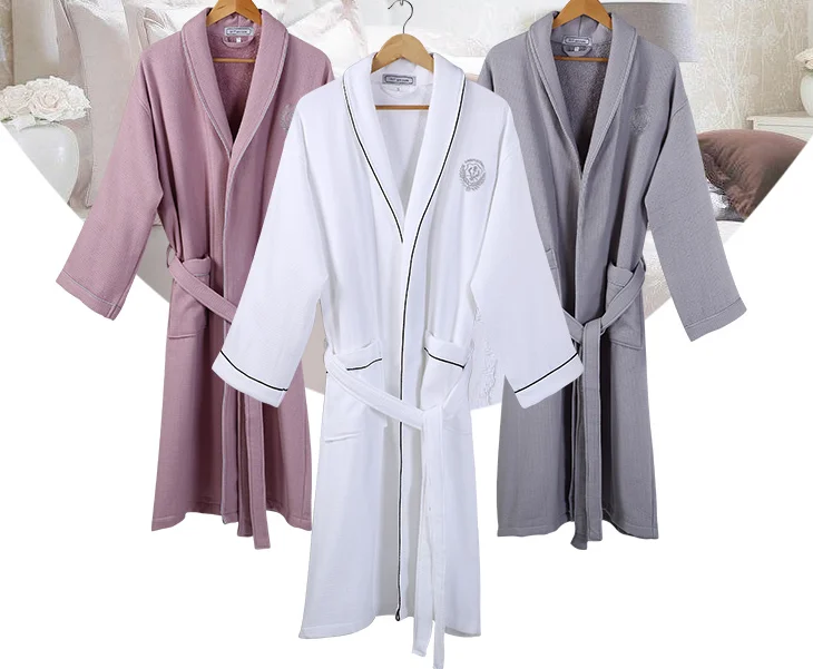 Unisex Women And Men Bathrobe 100 Cotton Waffle Robe Breathable Spa