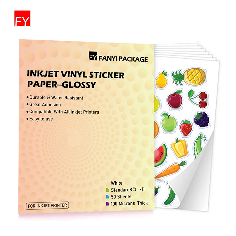 Printable Vinyl Sticker Paper for Inkjet Printer - Glossy White - 21  Waterpro