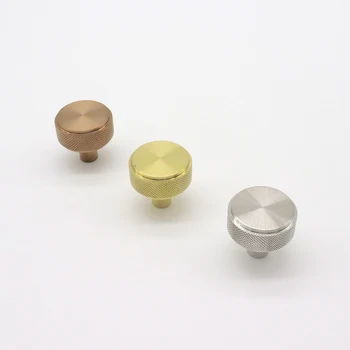 Fashion Round Stainless Steel Solid Knurled Furniture Knobs For Cabinet  Drawer Dresser