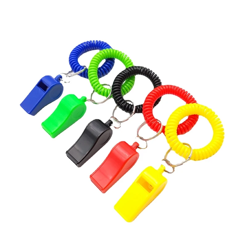 Sifflets,7 PCS Sifflets En Plastique + 1 PCS Sifflet En Métal Coloré Sifflet De Survie Avec Lanière 42 Cm Pour Sports Basket-ball Football Survie Faveur De Fête D'urgence