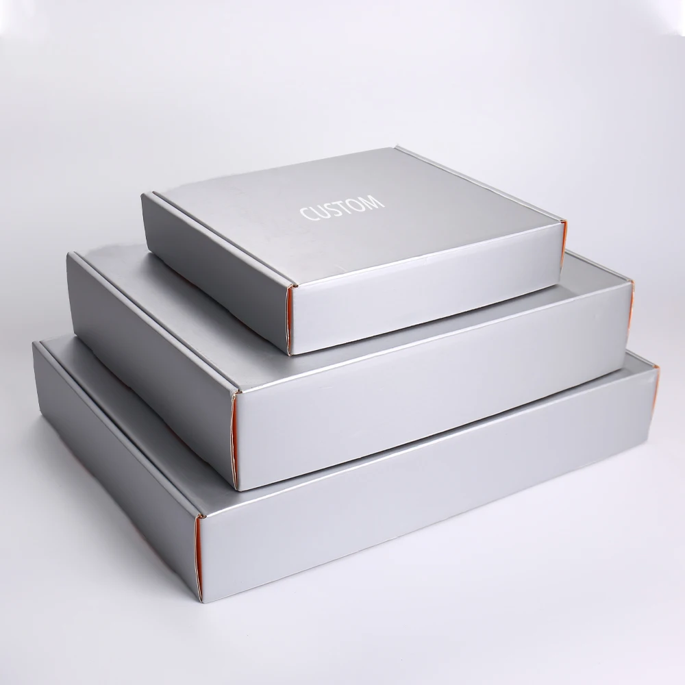 product customized shipping box special silver cardboard and corrugated paper double sided printing with logo custom packaging for cloth-8