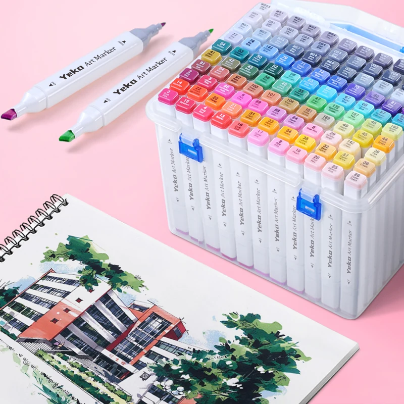 30/40/60/80 шт. спиртовые маркеры манга рисунок Маркеры Ручка на спиртовой основе эскиз жирной две ручки для рукоделия