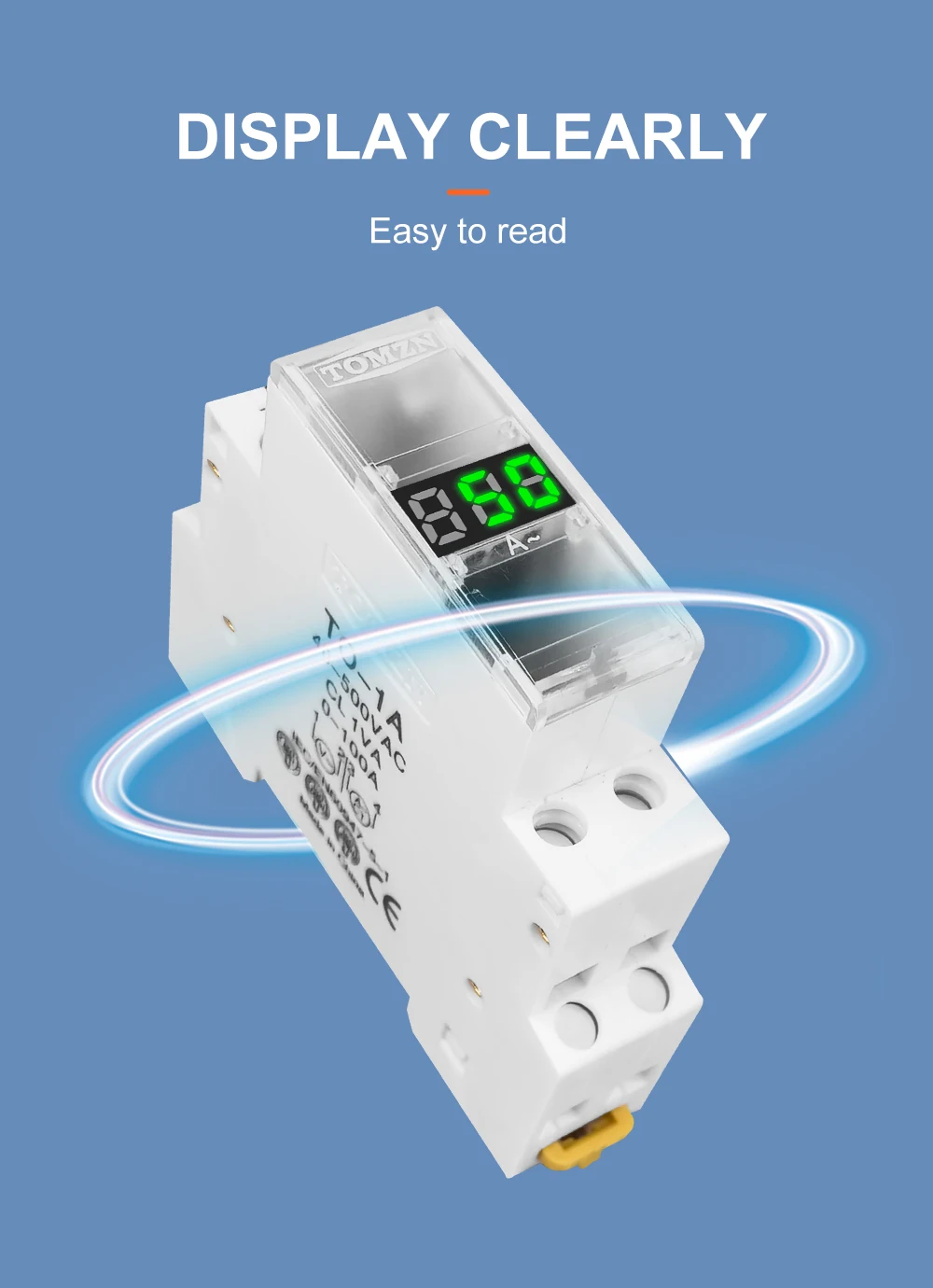 Din Rail Single Phase Ampere Meter Ac 40-500v Mini Modular Ammeter ...