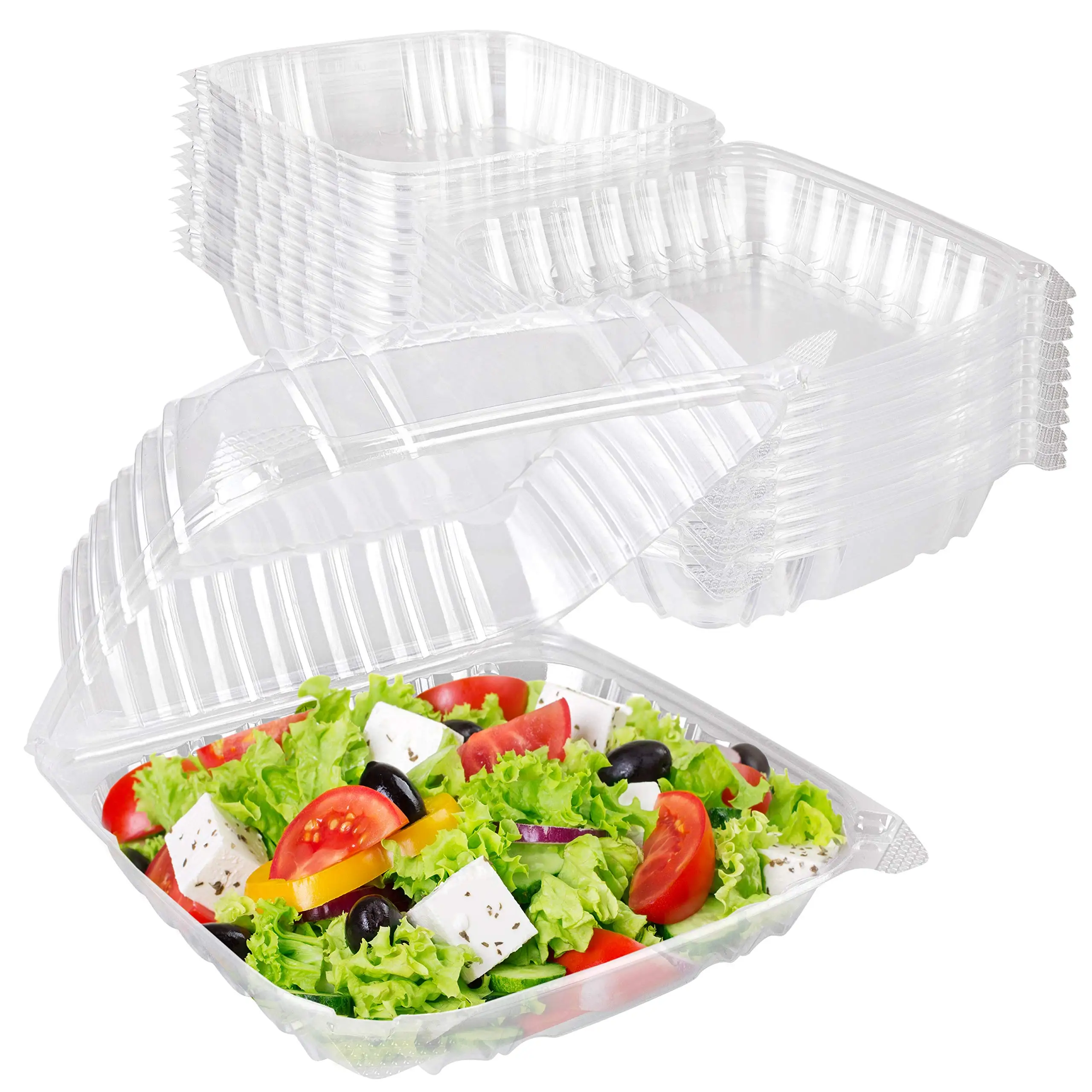 5x5 Inch Clamshell Food Containers - Clear Plastic Packaging