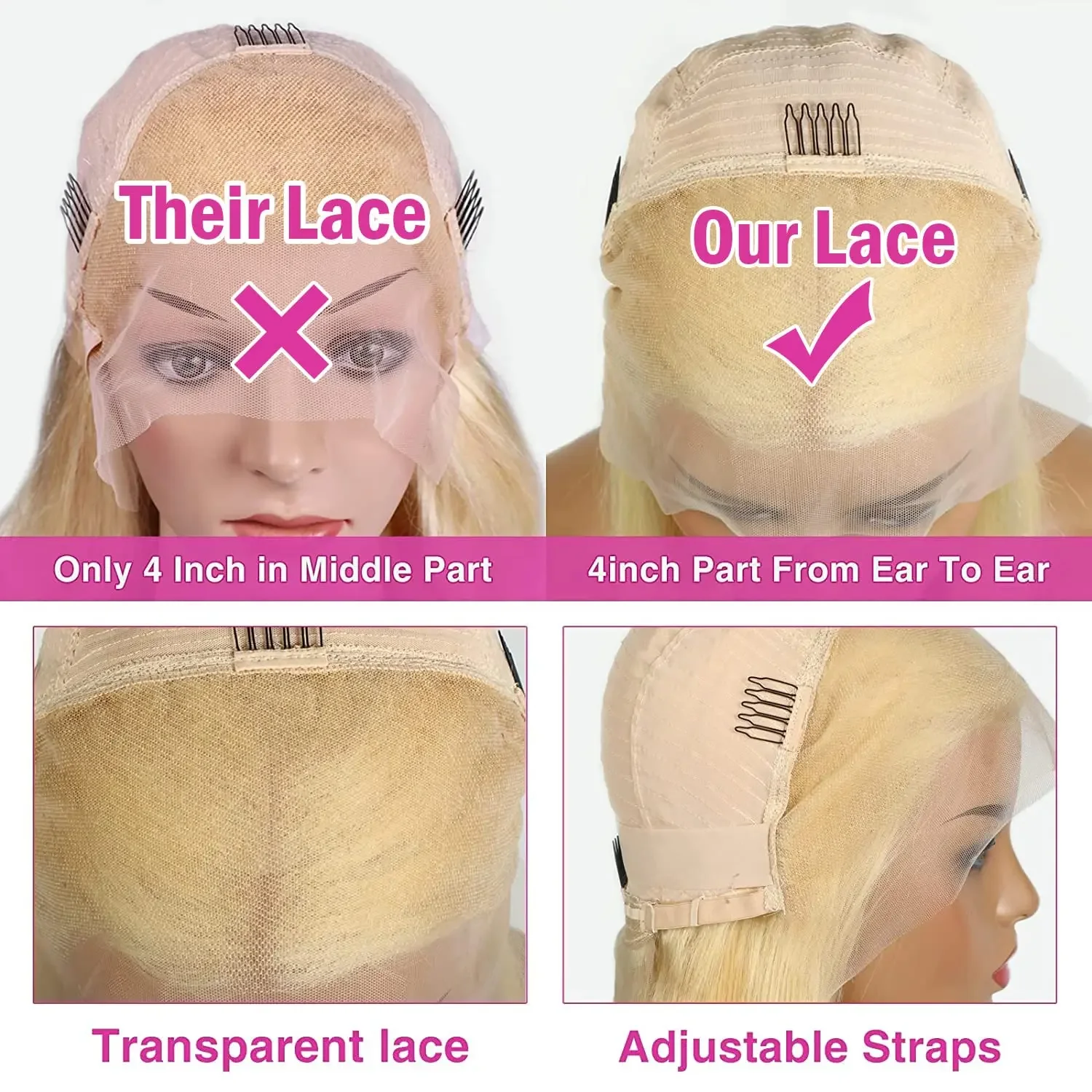 Perruque Bob en cheveux humains avec dentelle frontale HD, perruques courtes blondes pré-épilées pour femmes_voghion.com