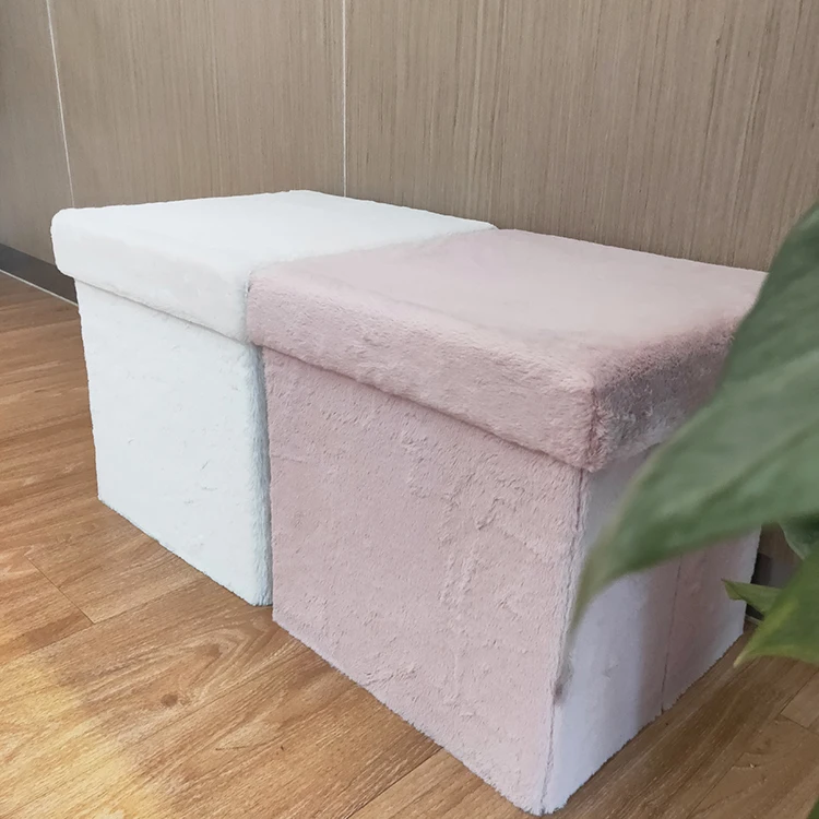 Customized Faux Fur Ottoman Stool Storage Ottoman Small Kids Ottoman with Storage