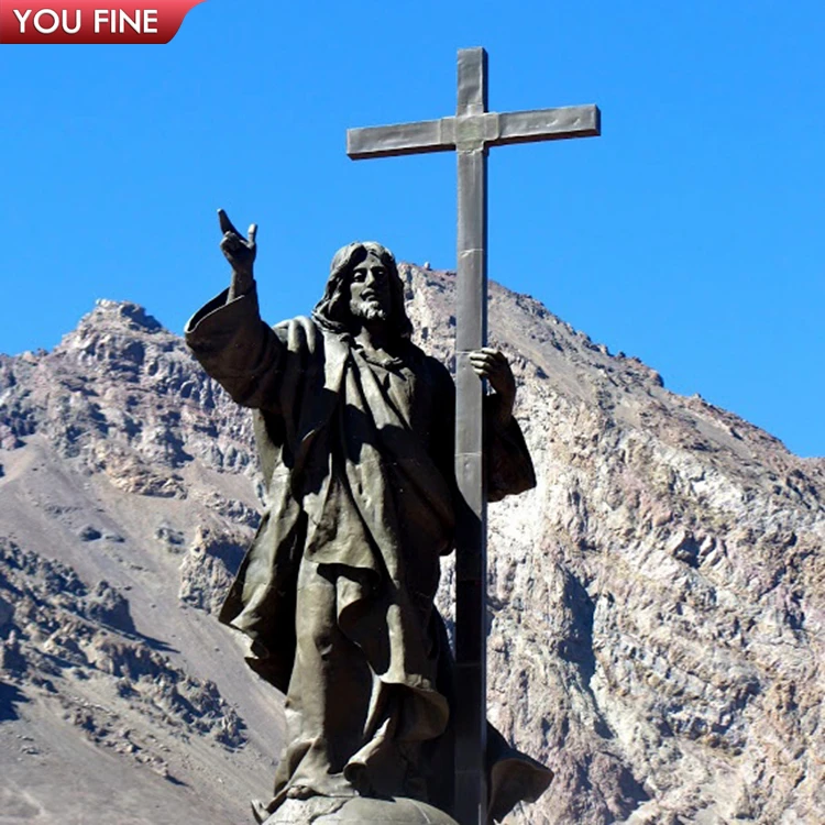 Large Jesus on a Cross Bronze Sculpture Crucifixion Sculpture
