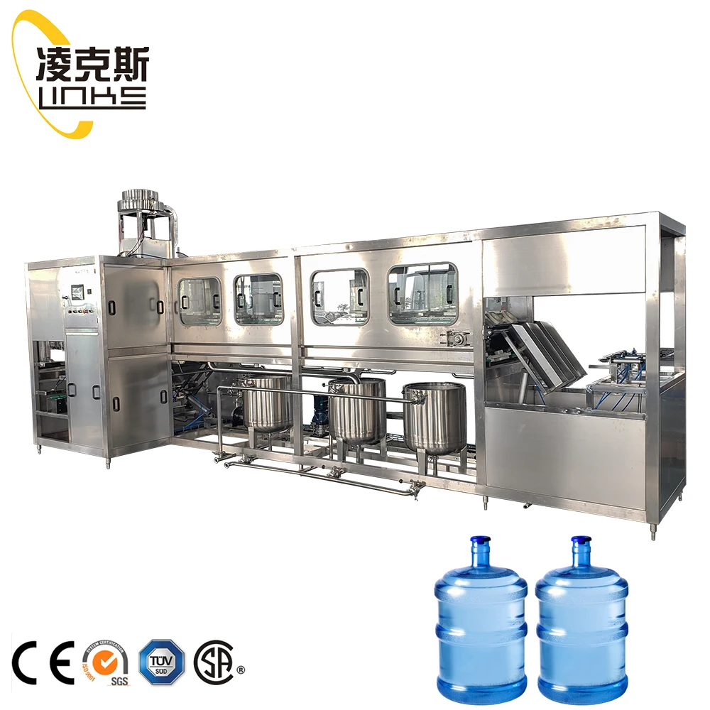 150BPH 300BPH Automatic Water Bottle Cleaner Brushing Filler Equipment 5 Gallon Filling Machine