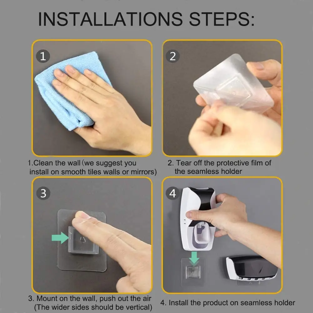 Wall Mounted Automatic Toothpaste Dispenser Set with Super Sticky Pad Simple Toothpaste Squeezer for Family Washroom Bathroom