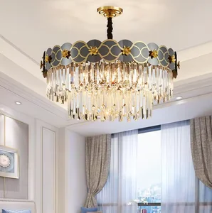 Wholesale Lighting Living Room Moroccan Style Brass Crystal Gold Chandelier Light for Decor