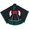 Tanjiro Maid Skirt Short Style A (Mainly Black) (Kimono Obi Belt with Large Bow)
