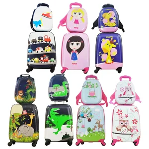 Cartoon ABS Hard Shell Travel Trolley Kids Luggage With Backpack