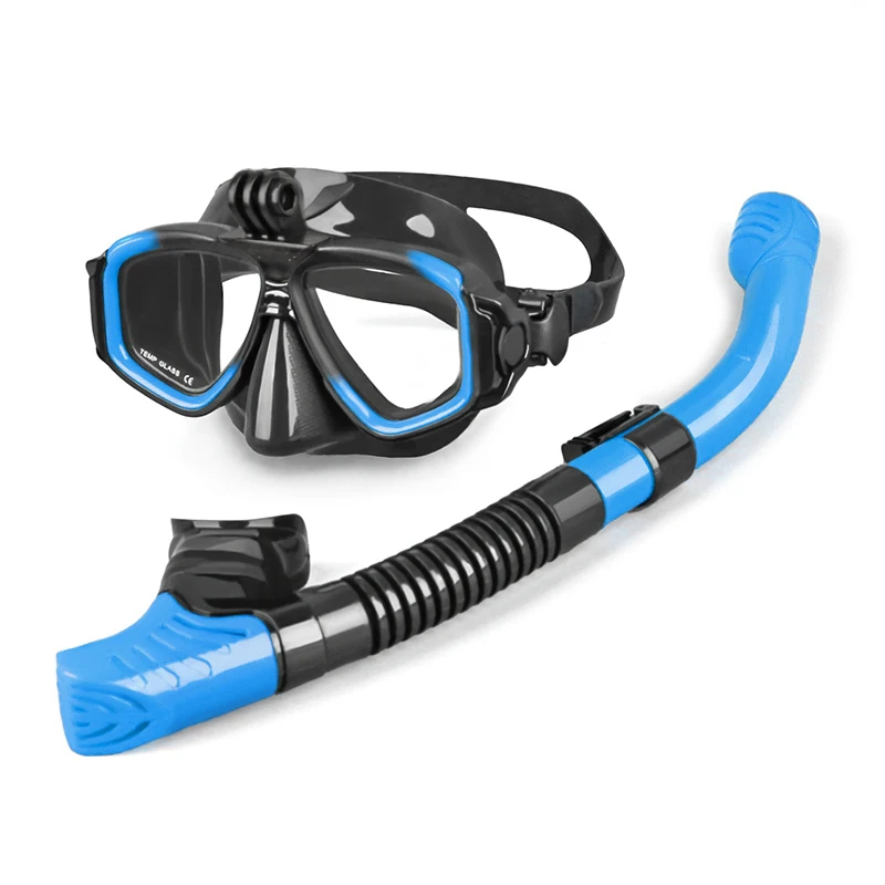 Hot Sale Snorkeling Mask Silicone Skirt Low Volume Scuba diviing mask freediving snorkel set with Camera mount