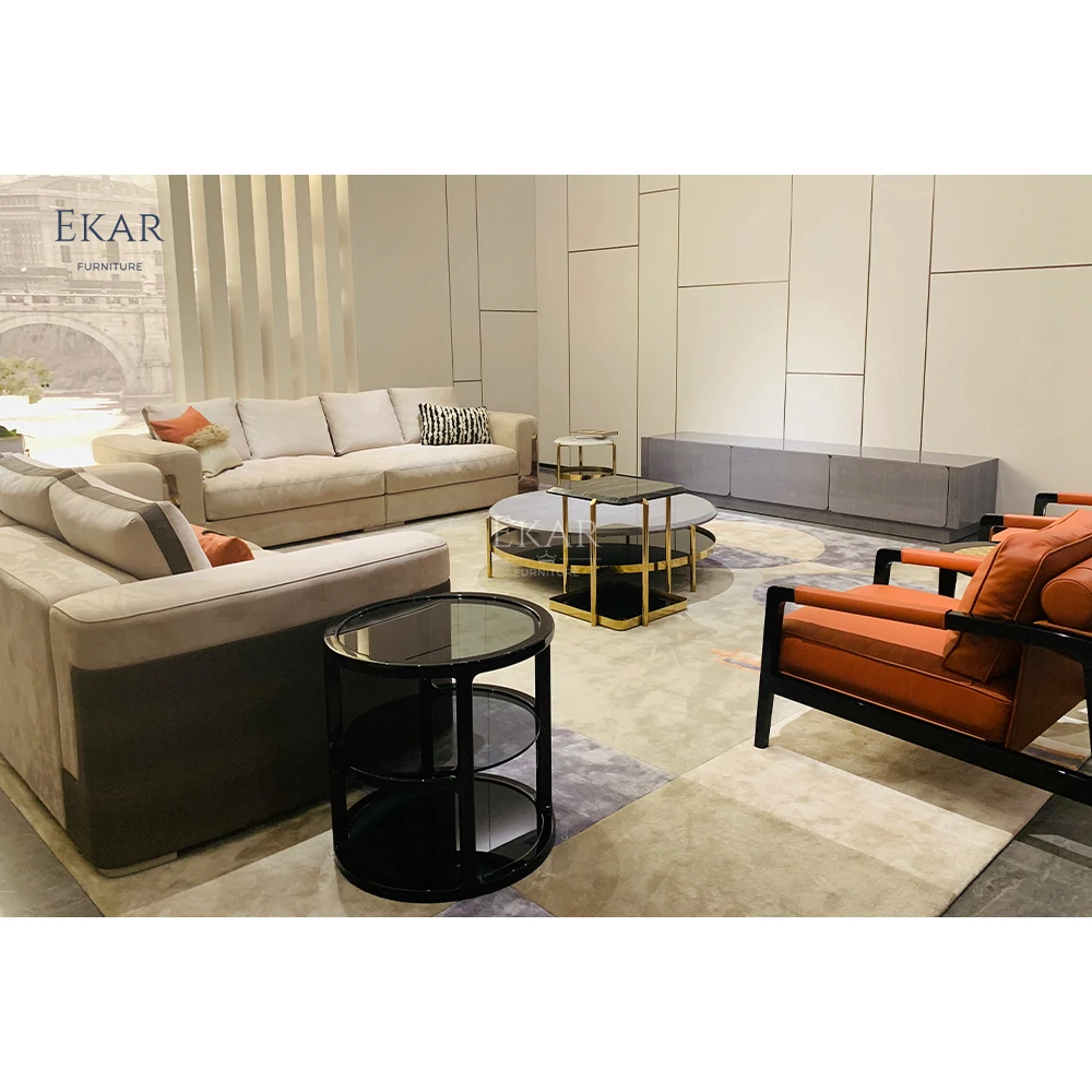 EKAR FURNITURE hot selling cheap creative design grey side table glass top living room side table