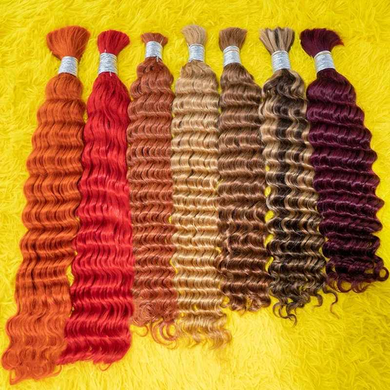 Deep Wave Mass Inimese juuksed punumiseks Extenciones De Cabello Natural Humano Weaving Töötlemata_voghion.com