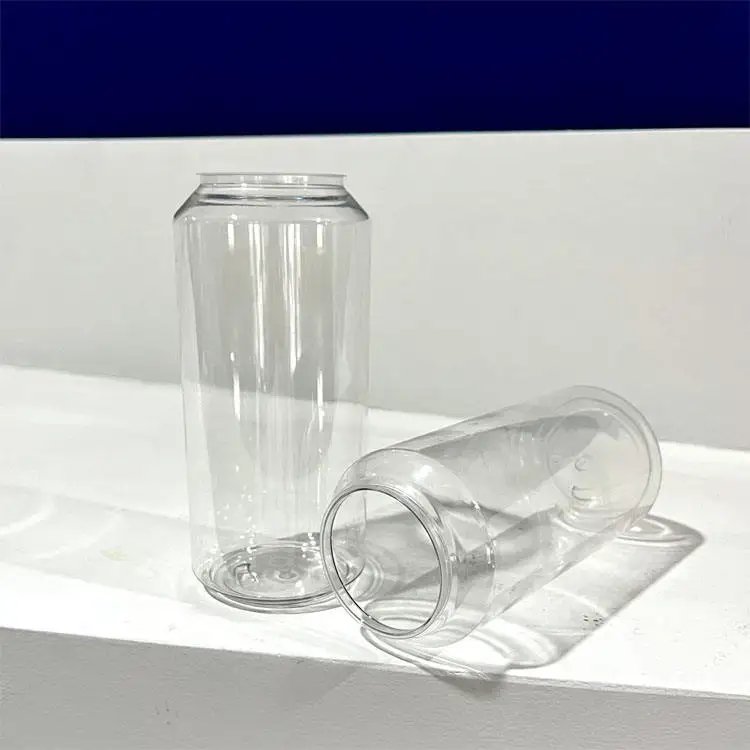 Customizable PET Easy Open Beverage Cans Easy Emptying Wide Mouth Plastic Pull Ring Juice Cans factory