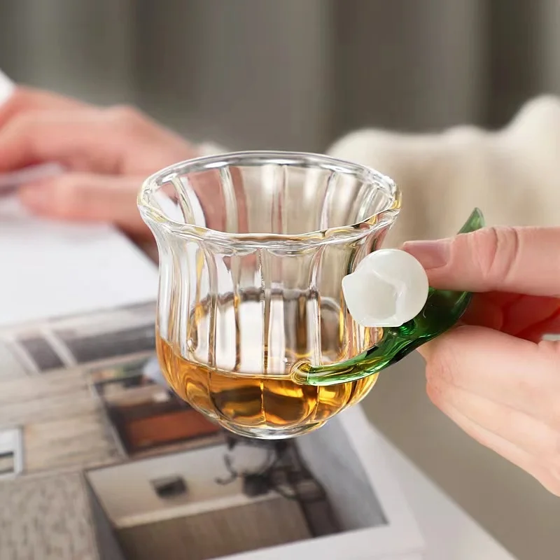 Хит продаж изысканный дизайн орхидеи стеклянная кружка для питья лилии