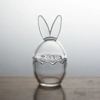 56H Simple rabbit glass storage candle glass jar ornament aroma glass candle holder