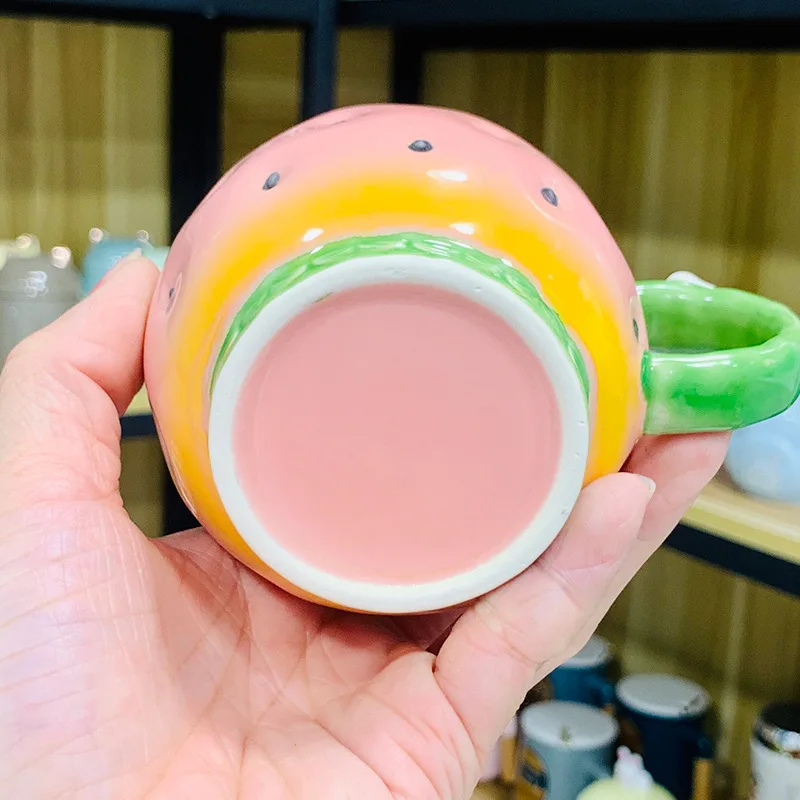 Strawberry shape Coffee mug Ceramic cup cartoon Breakfast