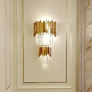 Zeal Lighting Double-layer Sconce Lamps Hotel Modern Luxury Gold Indoor Crystal Wall Lights for Home Indoor