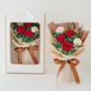 Red rose green hydrangea window gift box