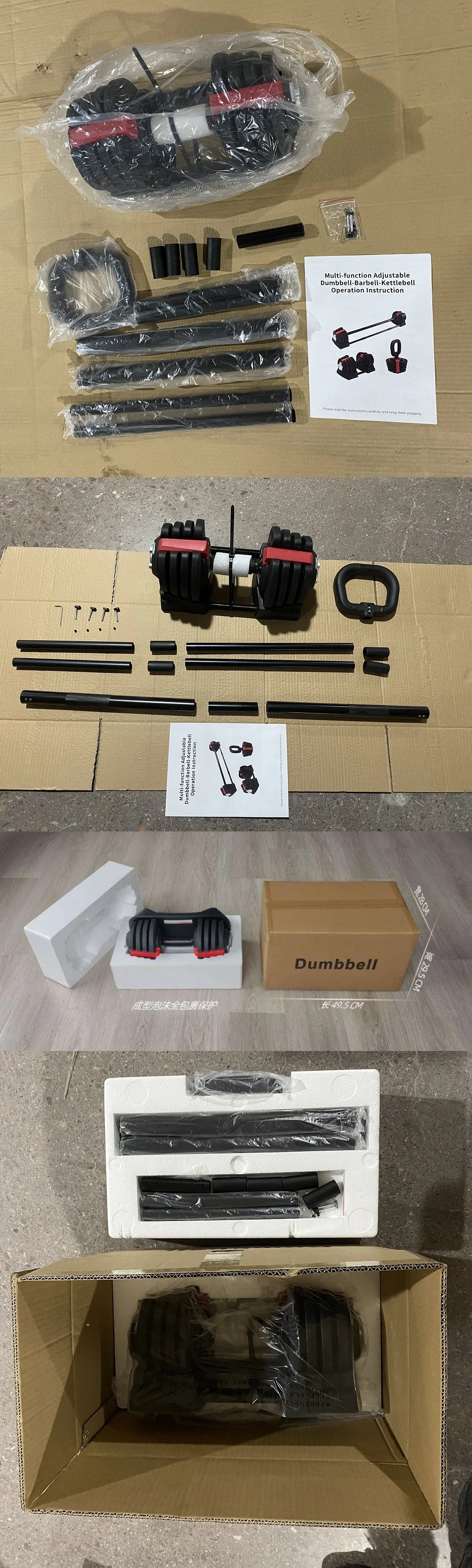 Home Gym Equipment 40Lbs Free Weights Dumbbells 3-in-1 Dumbbell Barbell Kettlebell Sets 24kg 52.5lb Adjustable Dumbbells Set factory