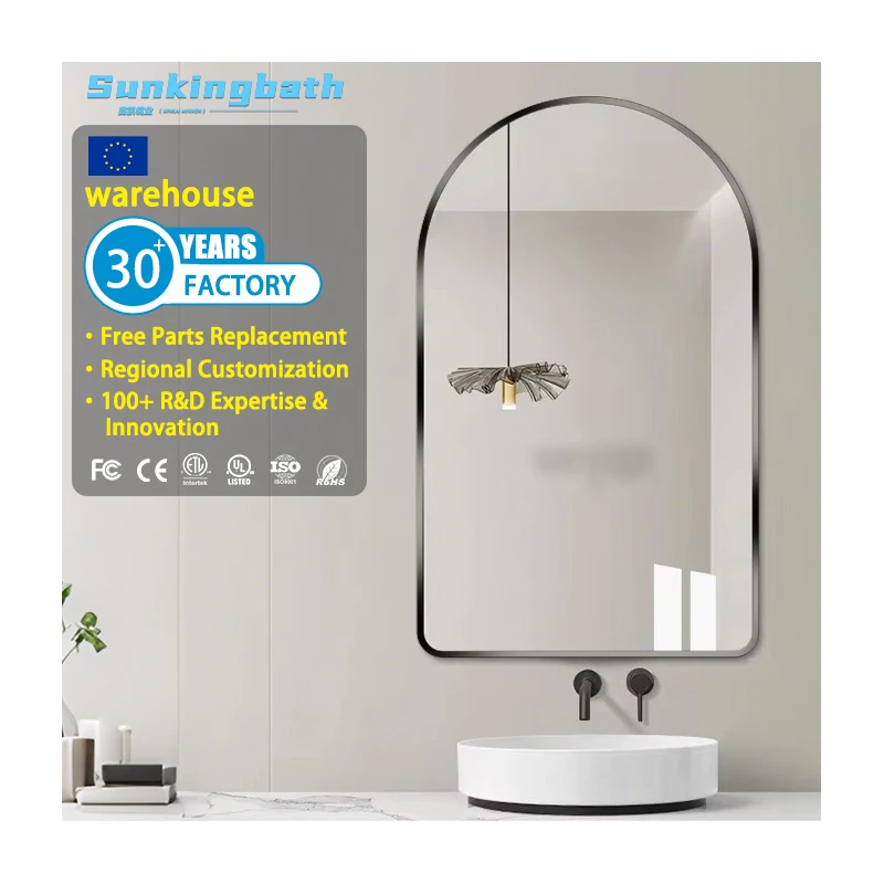 Wholesale Arched Aluminum Frame Bathroom Mirror Decorative Wall Mount Bath Mirror Modern Home Mirror for Project