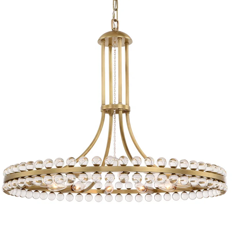 Modern Design Hotel Villa LED Round Ring K9 Crystal Balls Decorative Pendant Lamp Ceiling Light Decorative Chandelier