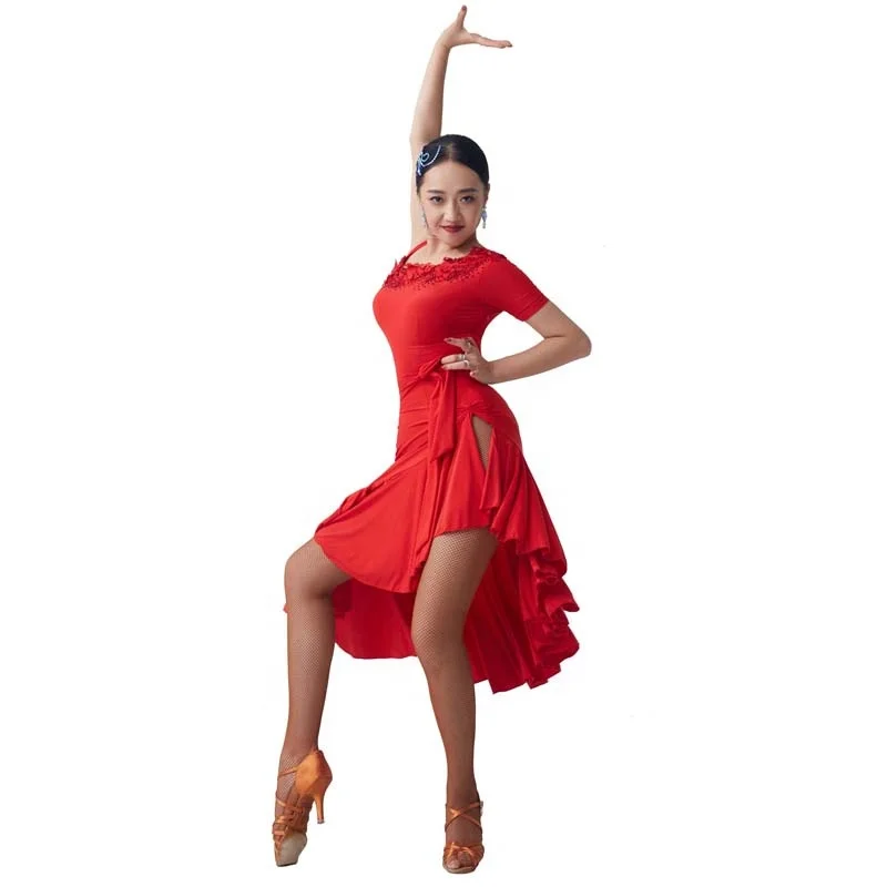 Robe Danse Latine Rouge Jupe Danse Latine VENTURA Temps Danse