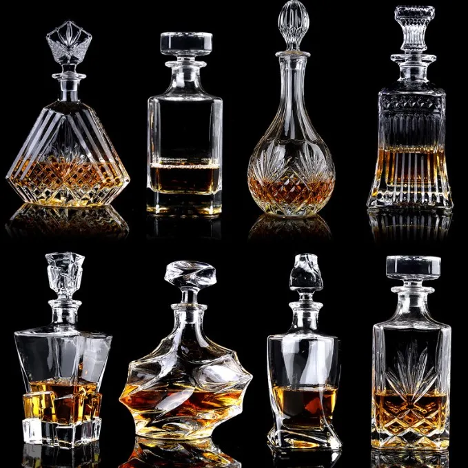 Punaviinipullo Crystal Glass Decanter Creative Whisky Pullon kansi 500ml/700ml/750ml/800ml Tequila Champagne Brandy Muu