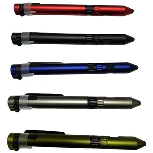 Multi Function 6 in 1 Phone Holder Stylus Compass LED Light TOOL Pen with Custom logo