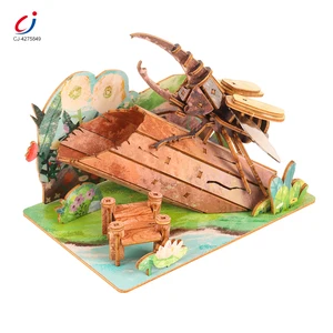 Chengji Wooden Toys Montessori Early Education Realistic Insect Scene Children Wooden Diy 3d Cartoon Animal Puzzle
