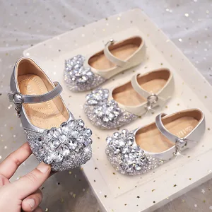 New Rhinestones Design Children Girls Breathable Soft Sole Princess Shoes Kids Rhinestone Party Dress Shoes for Girls