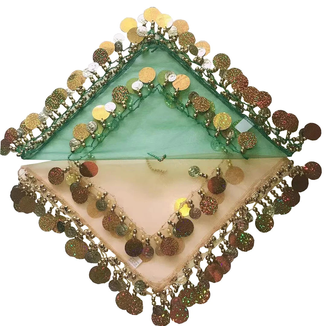 Customized Multicolored Organza Crocheting Sequins Dacron Assyrian Yalikhta  Square Kerchief for Wedding Party Scarf