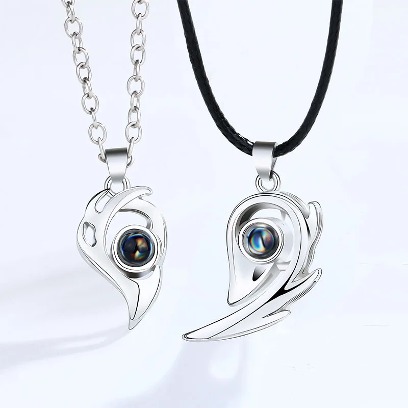Buy VIEN Couple Magnetic Necklace - Creative Couple Wishing Stone  Heart-Shaped Necklace Sterling Silver Stainless Steel Locket Online In  India At Discounted Prices