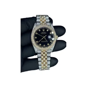 Luxury High Quality Jewelry White Gold Plated Iced Out 5A Cubic Zircon Diamond Silver Quartz Watch for Men