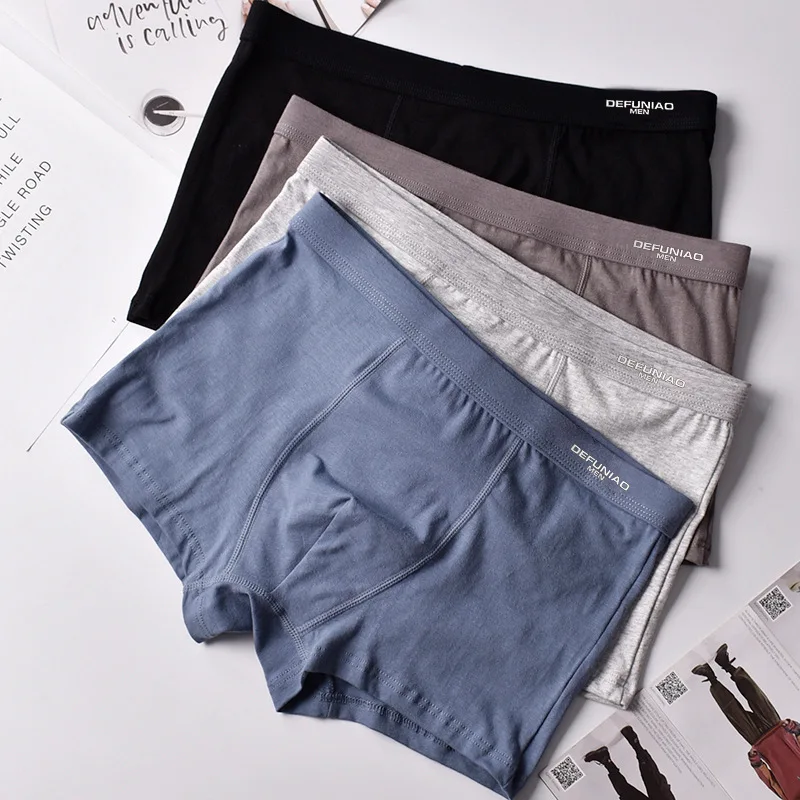 Нижнее белье LYX017 мужское из чистого хлопка выступающие дышащие однотонные боксеры средней длины большие размеры