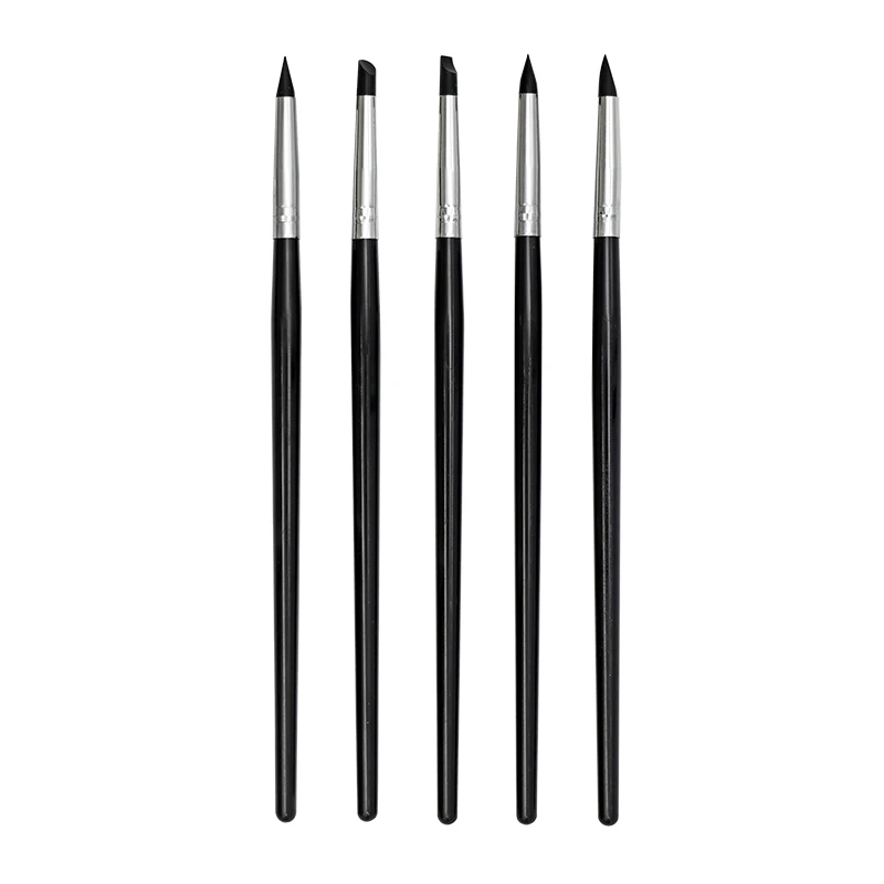 Black 5pcs Dental Silicone Brush Pen Periodontal Tool