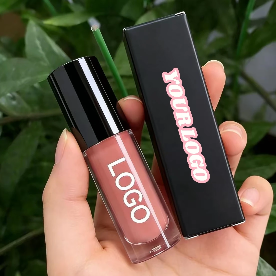 Wholesale Vegan Private Label Glossy Long Lasting Lipgloss Nude Light Pink Waterproof Make Your Own logo Lip Gloss